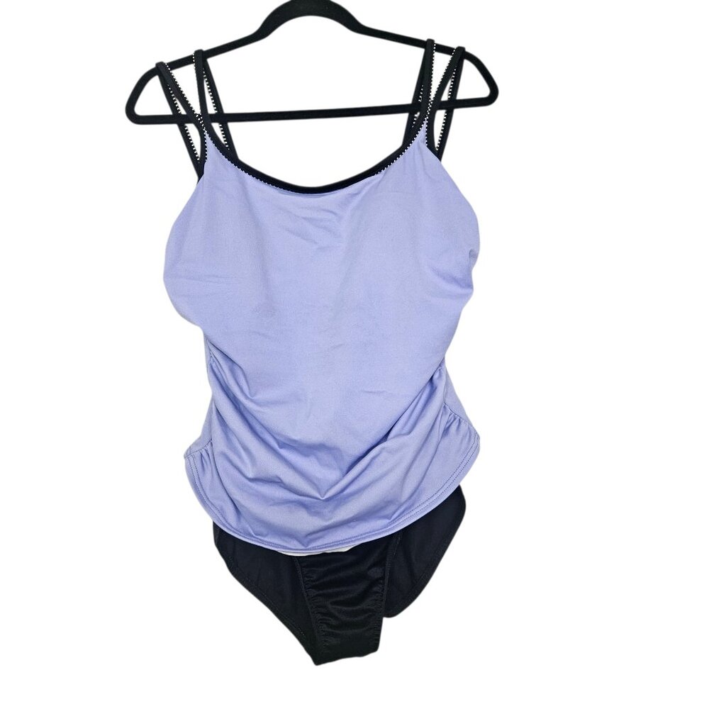 Miraclesuit One Piece Women's SZ 12 Swimsuit Lavender Black Summer Vacation Pool